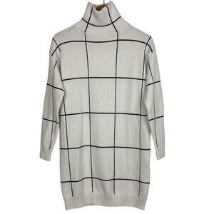 NEW Chicwish Warm Welcome White Grid Knit Sweater Dress